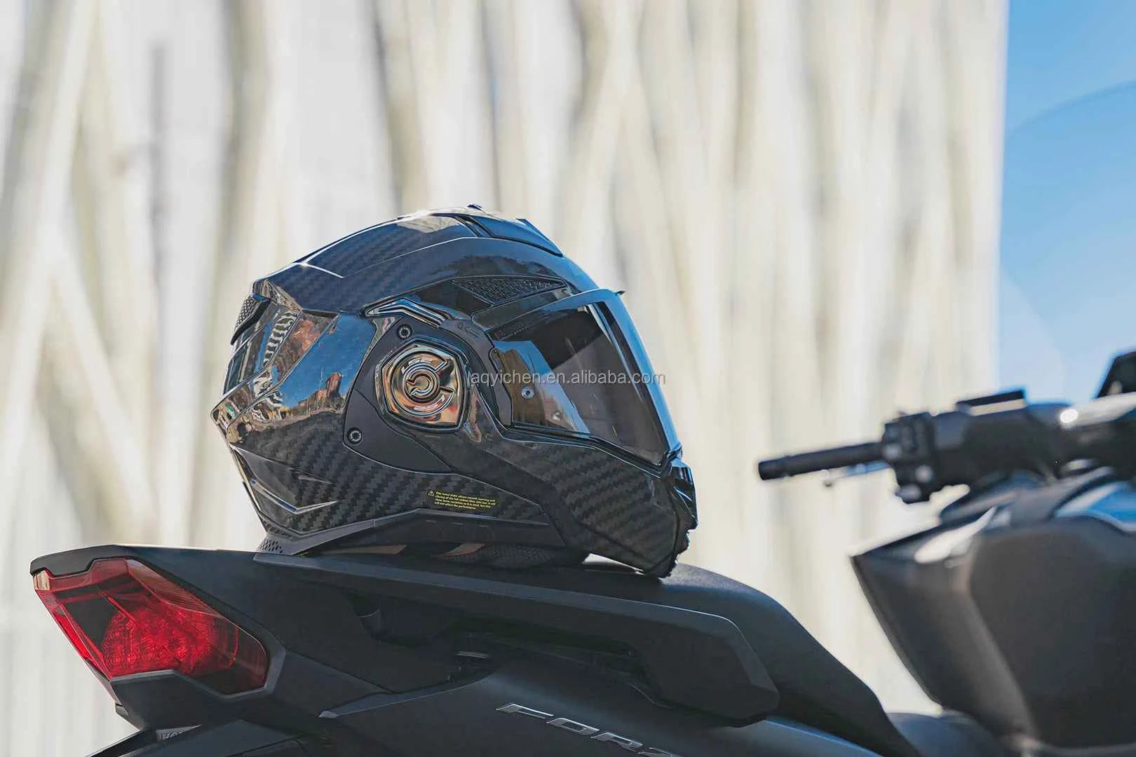 FF901 Original Carbon Fiber Rear Flip Helmet with Double Lens 180° Uncover DOT Four Seasons Compatible Fiber 6K for Motorcycles
