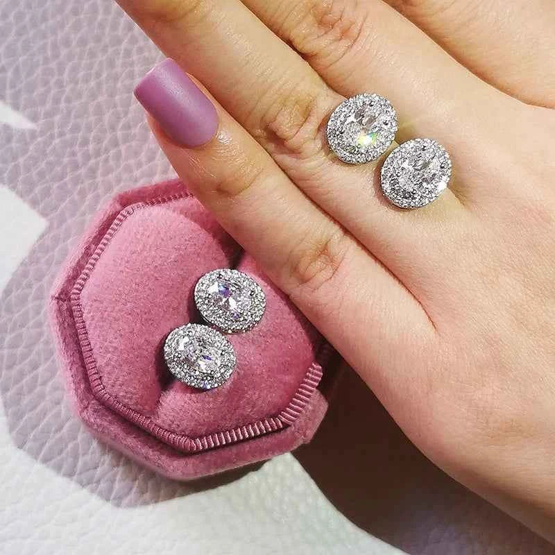 2023 New Arrivals Fashion Luxury silver color korean Zircon Stud Pink Earing Earrings For Women Girl Party Gift Jewelry Z7