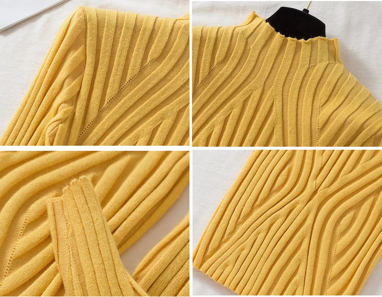 AOSSVIAO 2026 Knitted Women high neck Sweater Pullovers Turtleneck Autumn Winter Basic Women Sweaters Slim Fit Black