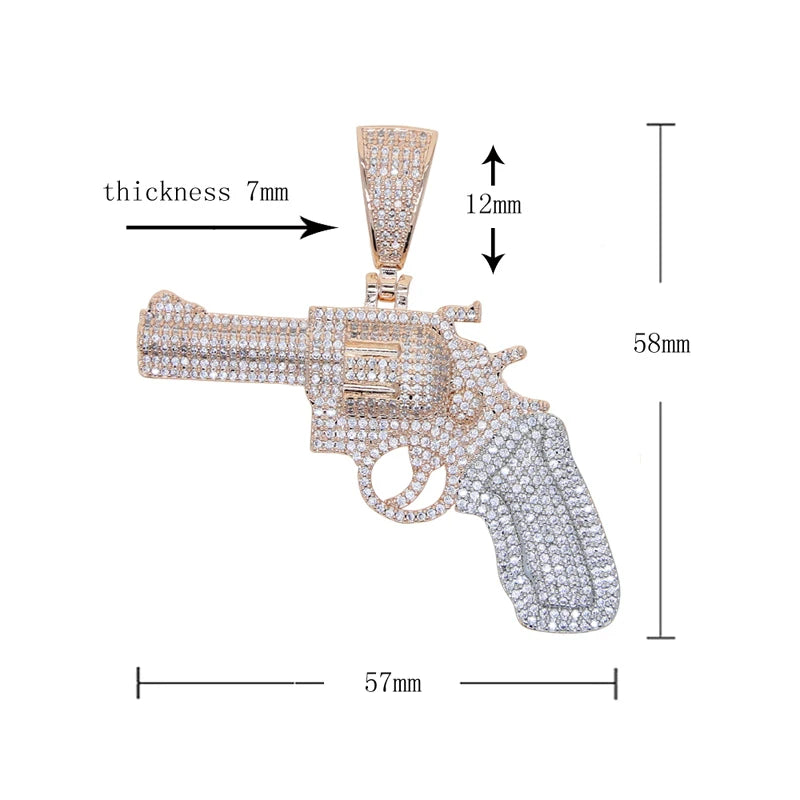 18K Gold Plated Micro Pave Cubic Zirconia CZ Plug Shape Pendant Hip Hop Style Yellow Gold Necklace for Engagement Wedding Party
