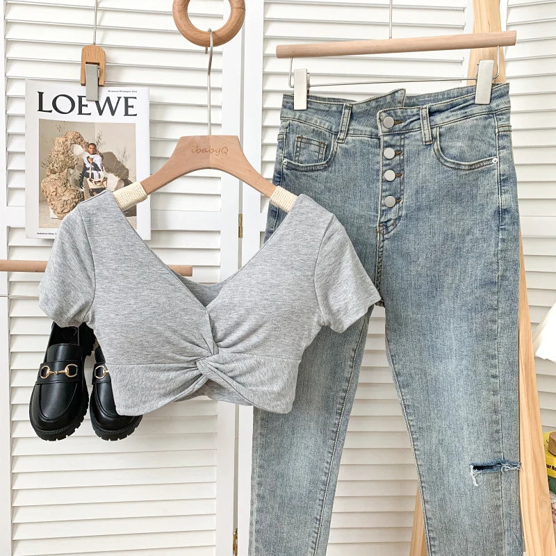 T Shirt  Woman Crop Tops Basic Short Sleeve Kawaii T Shirt Built In Bra Women Sexy Top Harajuku Korean Fashion