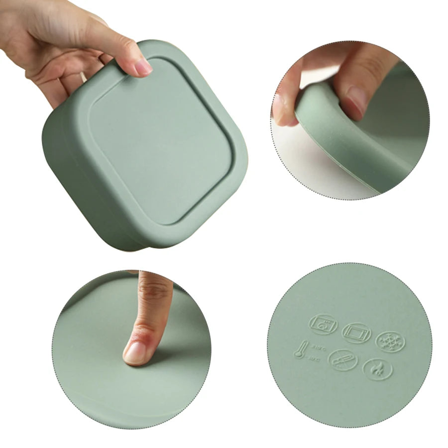 Baby Silicone Feeding Bwol Dishes Plate Children's Tableware Microwave Heating Fresh-Keeping Leakproof Lunch Box Baby Stuff