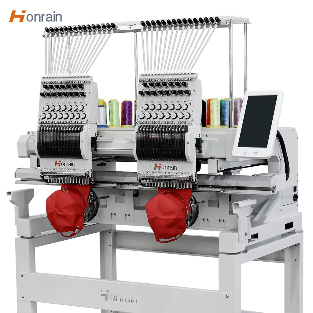 HONRAIN 2 HEAD Embroidery Machine Chinese Factory High Quality  9/12/15 Needles T-shirt Cap 2 Heads Computer Embroidery Machine