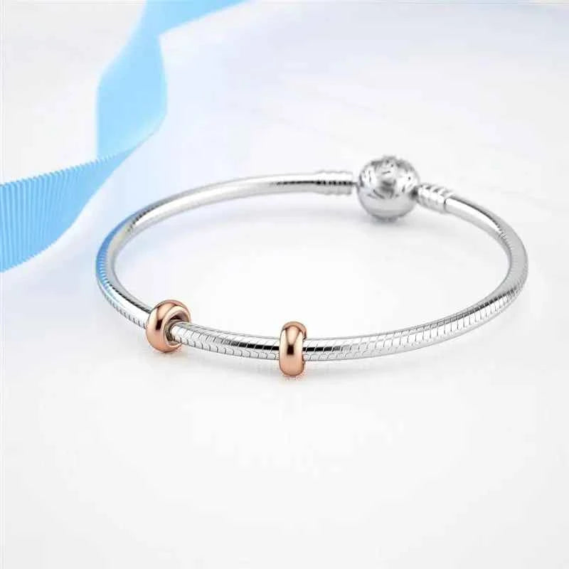 2pcs/set Round Spacer Beads Bracelet Smooth Spacer Stopper Beads Fit Bracelet Bangle DIY Jewelry Making Charms