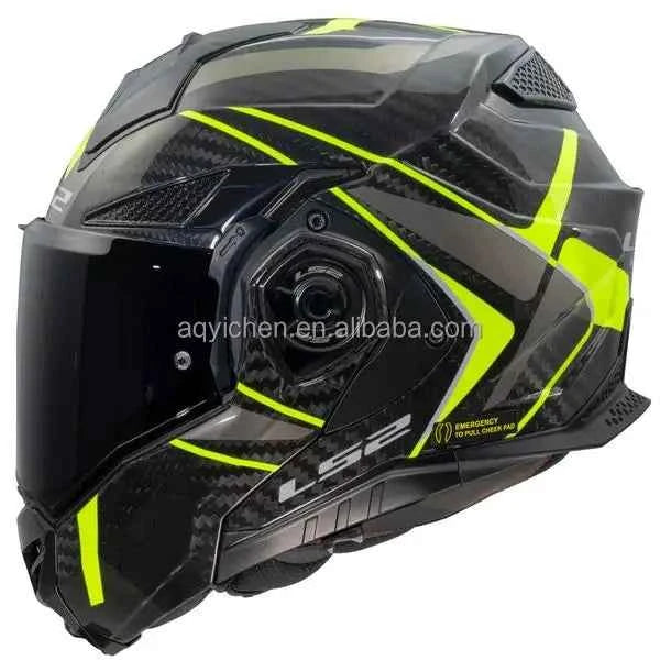 FF901 Original Carbon Fiber Rear Flip Helmet with Double Lens 180° Uncover DOT Four Seasons Compatible Fiber 6K for Motorcycles