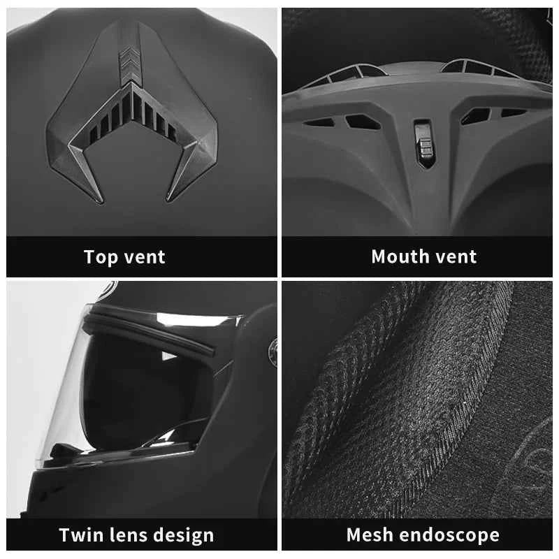 Custom ABS Modular Flip-Up Motorcycle Helmet Dual Visor Full Face Racing AD Helmets with LED Lights Condition New