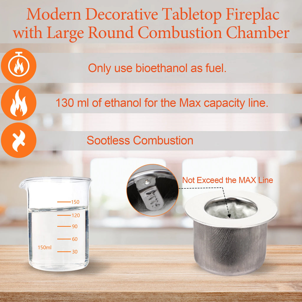 Bioethanol Fireplace Dining Table Fireplace With Glass and Cover Best Gift Smokeless Real Fire Pit For Home Hotel
