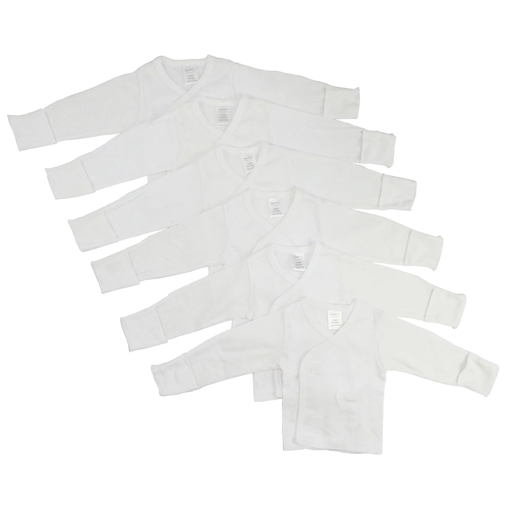 TD Bambini Preemie Long Sleeve Baby Tops 6 Pack with Mitten Cuff and Side Snap