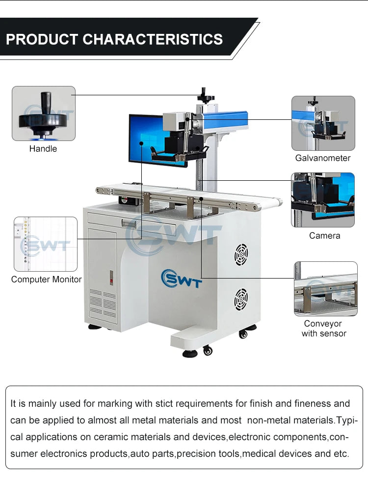 20W High Precision Camera Vision Positioning Raycus Fiber Laser Marking Machine CCD Visual Automatic Detection