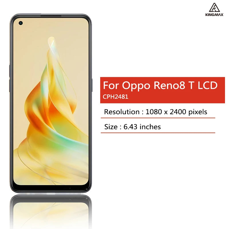 6.4" Amoled Glass Screen for OPPO Reno8 T 4G LCD Display Screen Replacement OPPO Reno8T CPH2481 Touch Screen Panel Without Frame