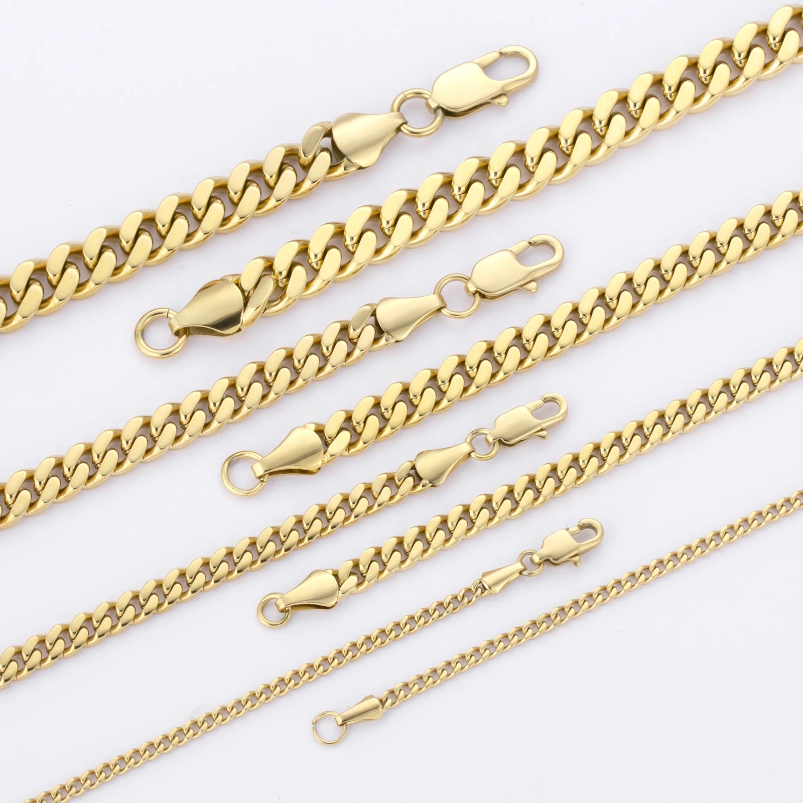 USA Free Shipping 14K Gold Plated Stainless Steel Bracelet 3mm Women Waterproof Jewelry Miami Cuban Link Chain Men Bracelet