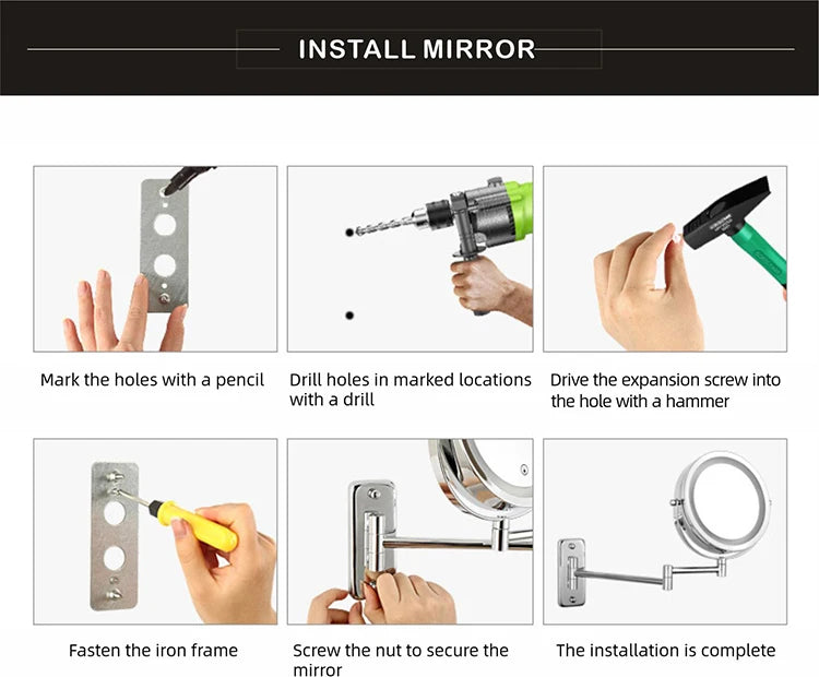 8 Inch Makeup Mirror Gold 3x/5x/7x/10x Magnifying Double Side USB Charging Bathroom 3 Color Light Cosmetic Mirrors