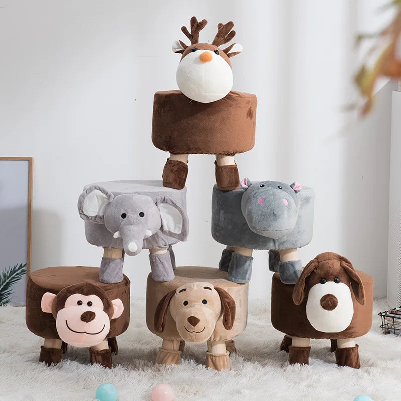 Fashionable Cartoon Shaped Baby Kids Soft Wooden Home Stools
