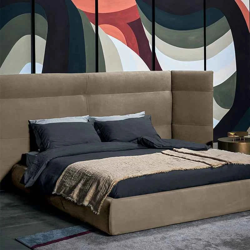 180*200 Soft Cloth Queen Size Bed Italian Minimalist Design Modern Style Headboard Customizable Color Luxury Bedroom Furniture