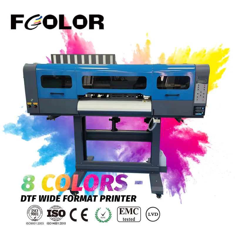 FCOLRO 8 Colors 60CM T-shirt Printing Machine Heat Transfer Larger DTF Printer with Three I3200 Print Heads