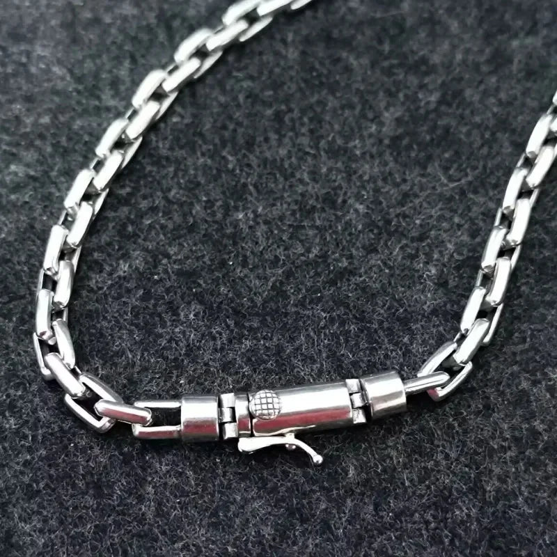 BOCAI Trendy Simple 6MM Collarbone Link New 6MM Necklace Chain for Men & Women Sweater Casual Outfits S925 SilverJewelry