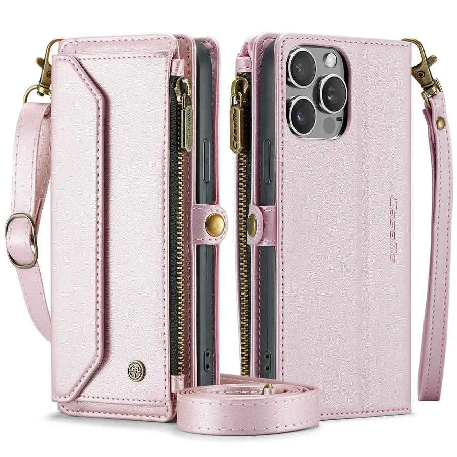 CaseMe Wireless Charge RFID Mobile Phone Cases for iPhone 16 Pro Max 15 14 13 12 11 7 8 Case Zipper Case for Iphones 15 Pro Max