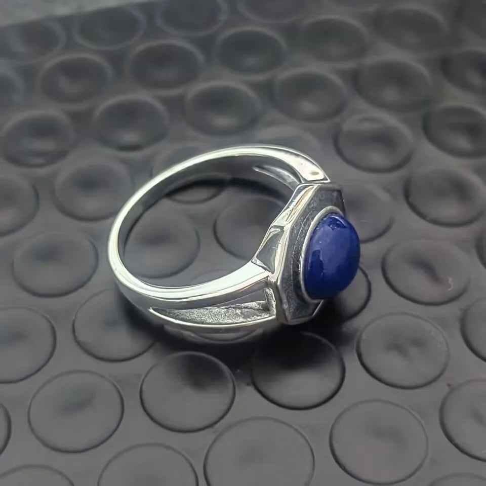 Mikaelson Original S925 Silver Jewelry Fine Ring  for Men Women the Vampire Diaries Inspired Natural Lapis Lazuli Fashion Gift