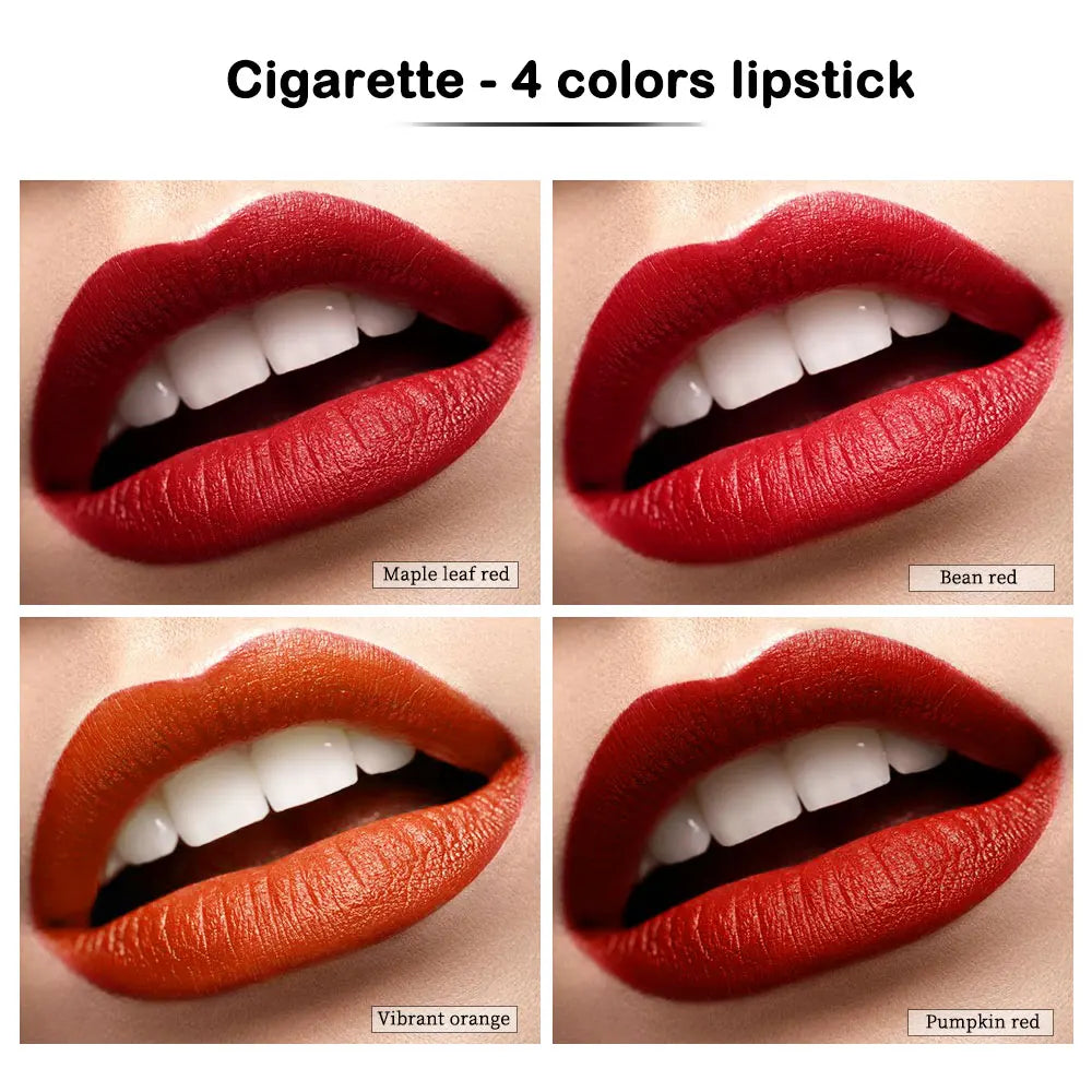4-Color Matte Waterproof Lipstick Set – Long-Wearing