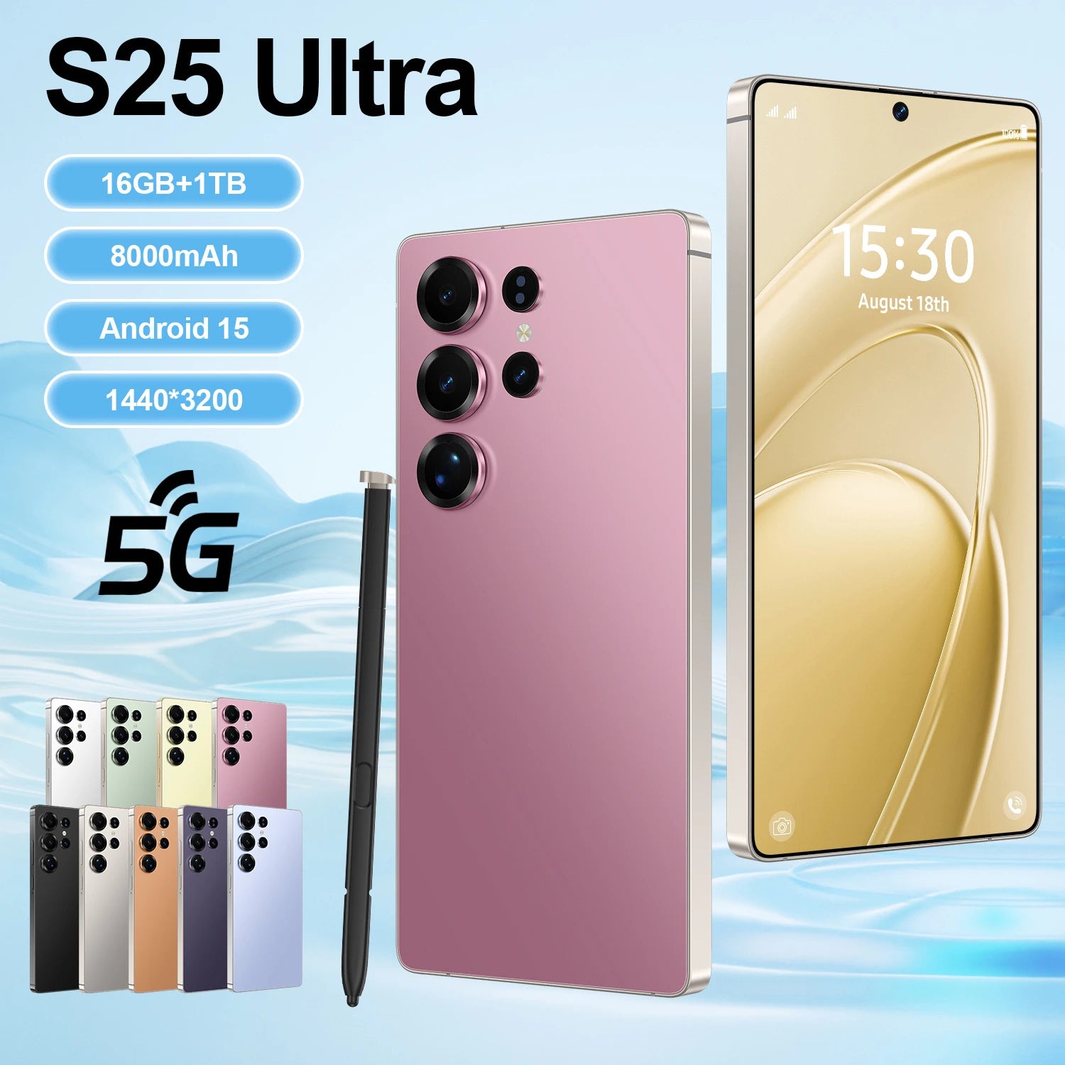 Hot Selling S25Ultra 16+1TB Qudad Core Android Phone with Face Recognition& HD Screen Cellphone Android 15 4g 5g Mobile Phones