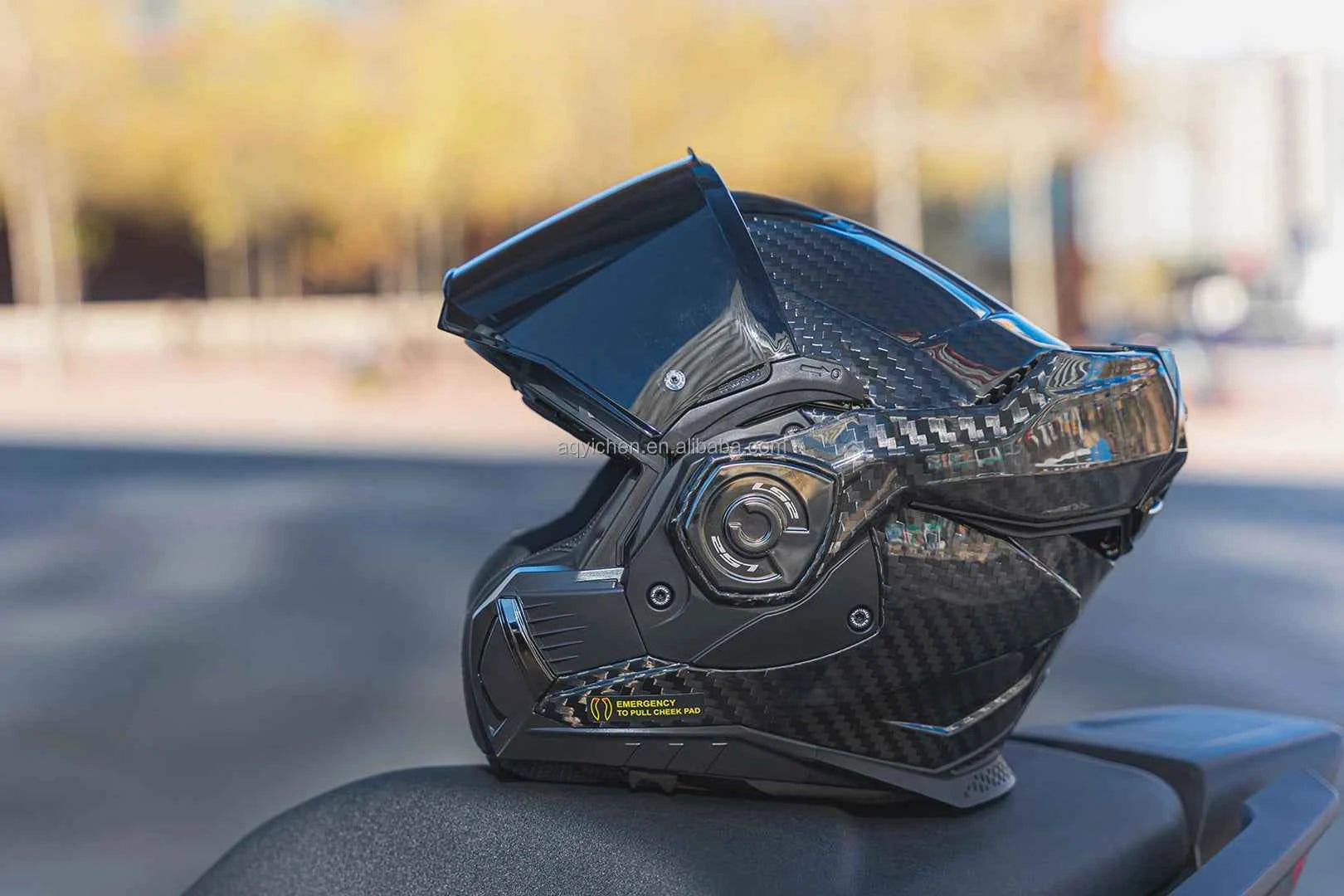 FF901 Original Carbon Fiber Rear Flip Helmet with Double Lens 180° Uncover DOT Four Seasons Compatible Fiber 6K for Motorcycles