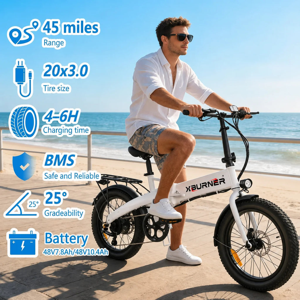 Free Shipping Folding Electric Bike with Front Suspension 20Inch 48V 720W 45Miles 5 Speed for Comfort Riding US Stock