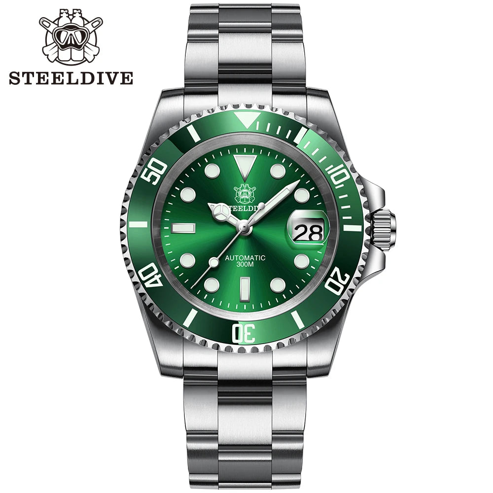 STEELDIVE SD1953 New Arrival Stainless Steel Bi-Color Dial NH35 Automatic Watch 300M Waterproof Sapphire Glass Men Dive Watches