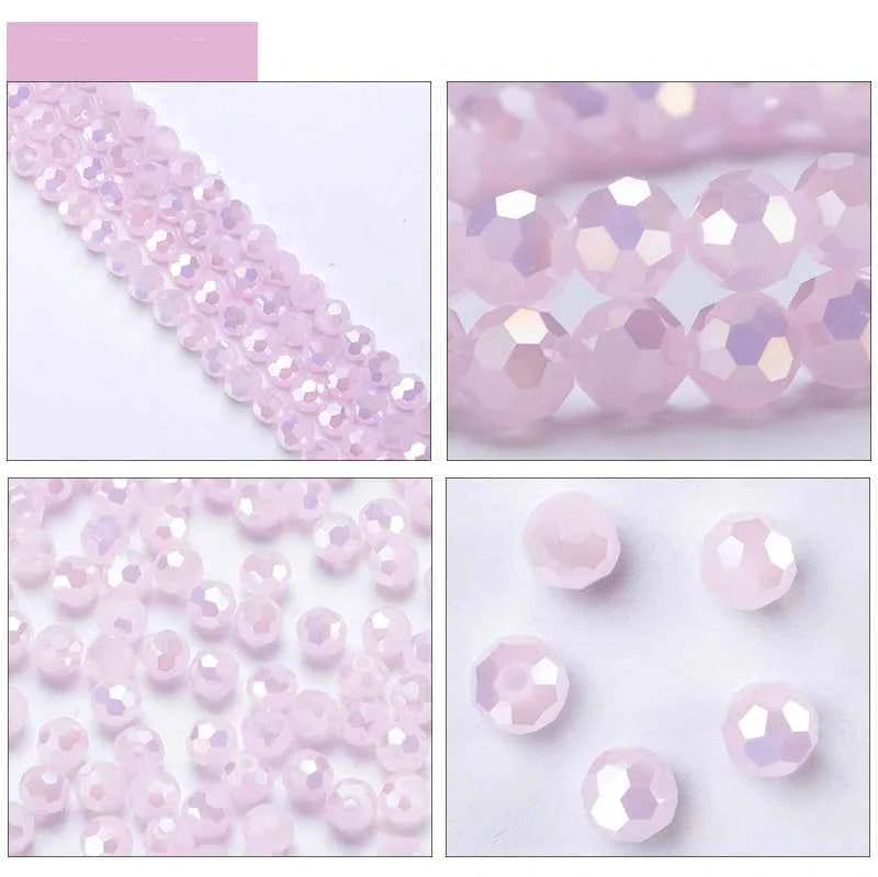 3 4 6 8mm Round Crystal Beads Faceted Colorful Glass Beads Loose Spacer Bead for Jewerly Making Needlework Bracelet Necklace DIY