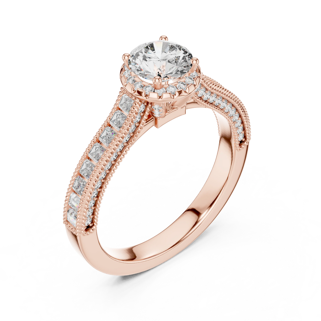 Trendy Fancy Round and Baguette Diamond Ring IGI Certified Lab Grown Stones Perfect for Engagement Wedding Luxury Gifts