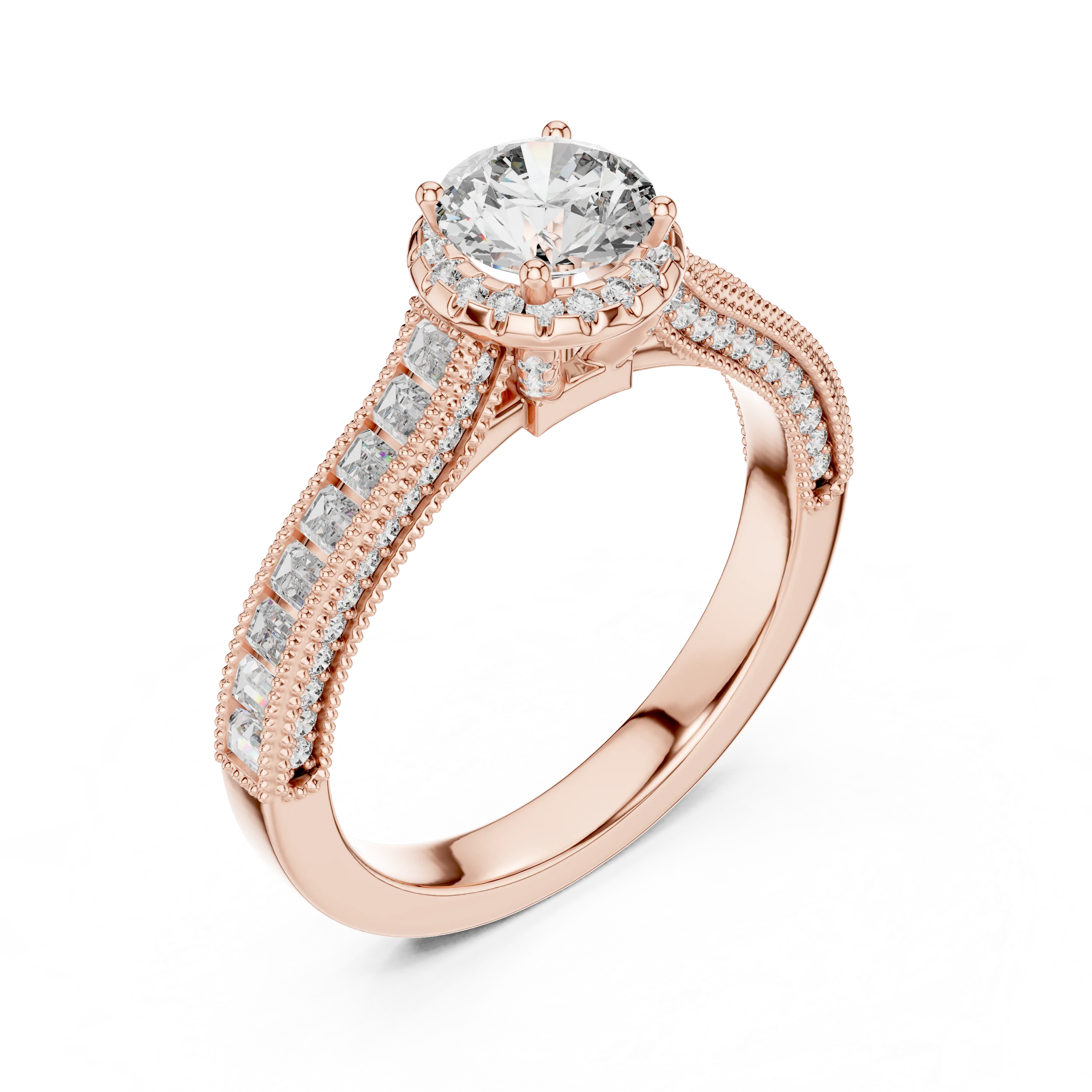Trendy Fancy Round and Baguette Diamond Ring IGI Certified Lab Grown Stones Perfect for Engagement Wedding Luxury Gifts
