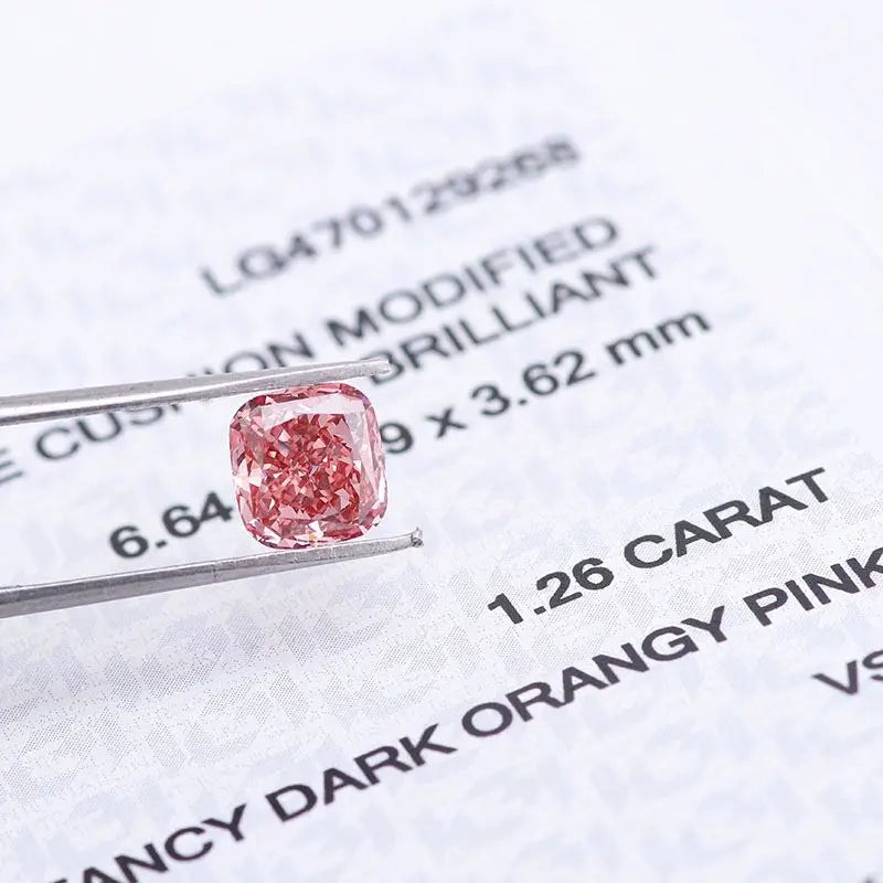 2025 Wholesale 1.26ct Carat Pink Cushion Cut Lab Grown Natural CVD Loose Diamonds VS1 Clarity With IGI Certified