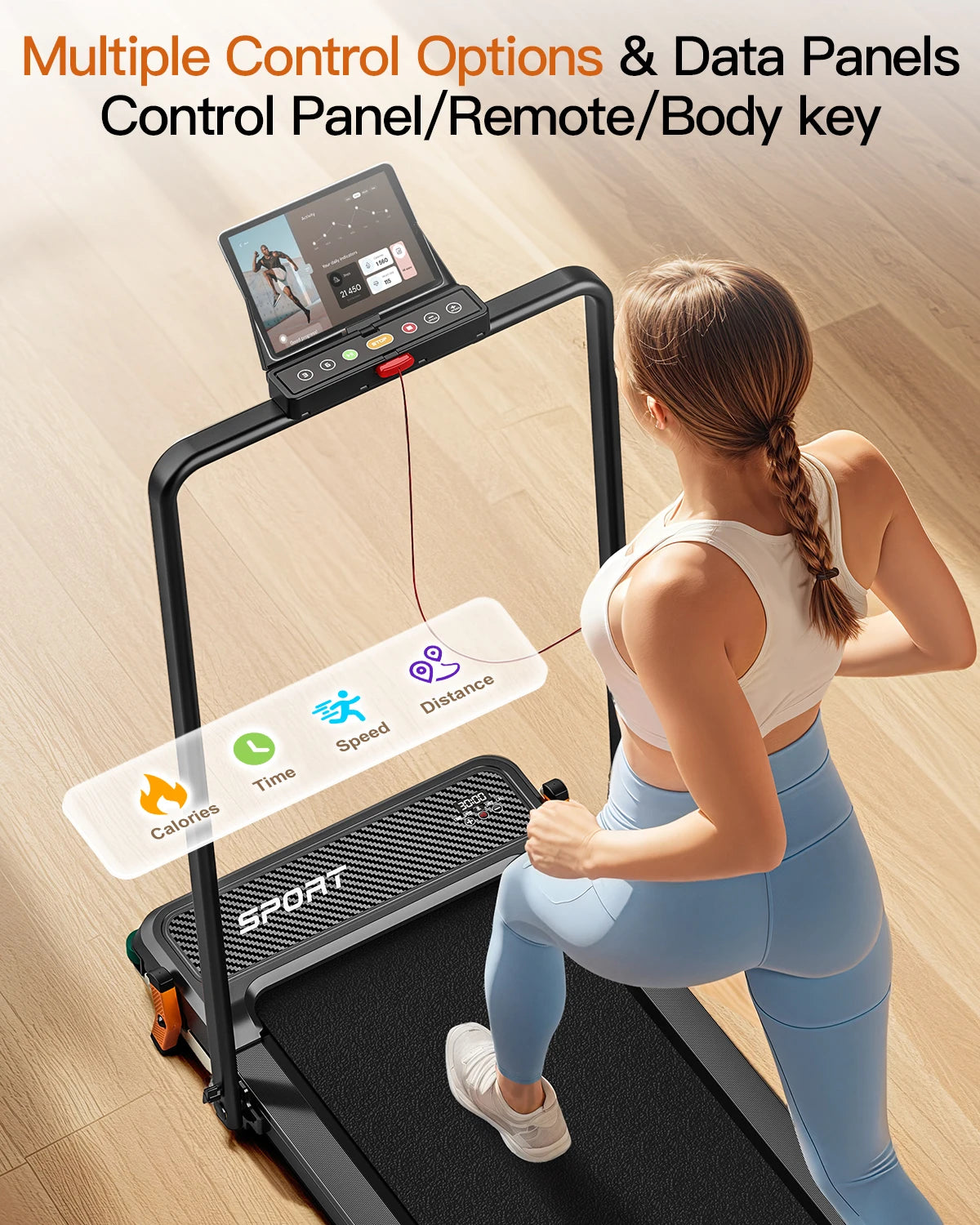 2 in 1 Double Side Used Portable Foldable Walking Pad LED Display Quiet Motor Home Use with Massage Function and Running