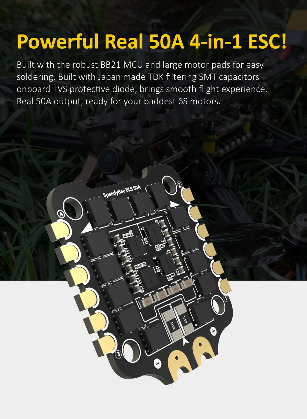 Original SpeedBee F405 50A Flight Controller 4 In1 ESC Stack KO50 BIHELI_S 30X30 FPV Racing Drone Parts