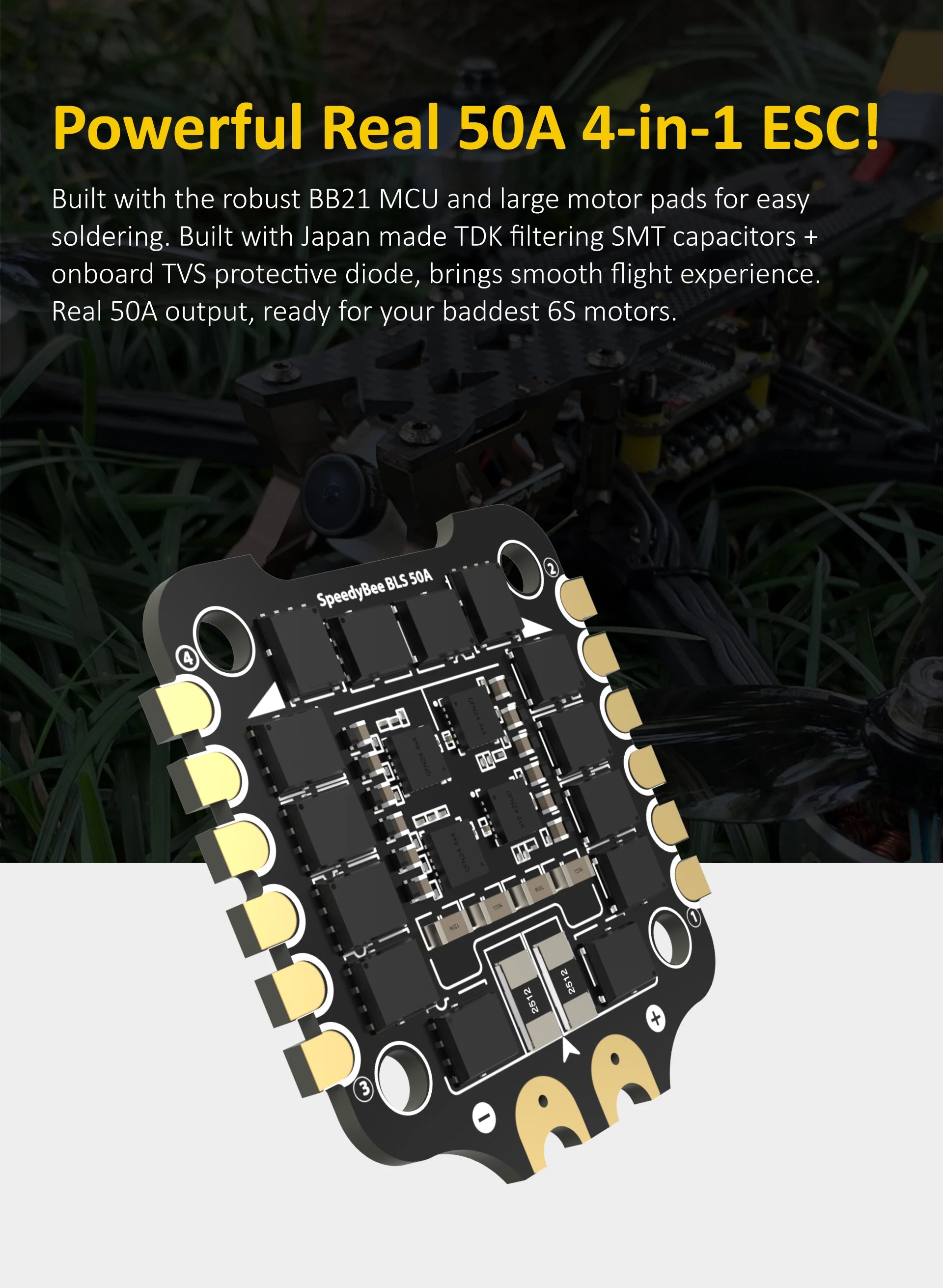Original SpeedBee F405 50A Flight Controller 4 In1 ESC Stack KO50 BIHELI_S 30X30 FPV Racing Drone Parts