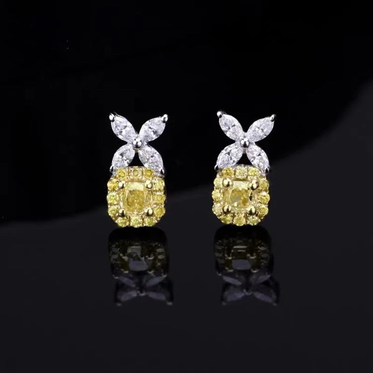 Sgarit Jewelry Manufacturer Custom Jewelry Stud Earrings 14K White Gold 1ct Yellow Moissanite Stud Earrings Anniversary Gift