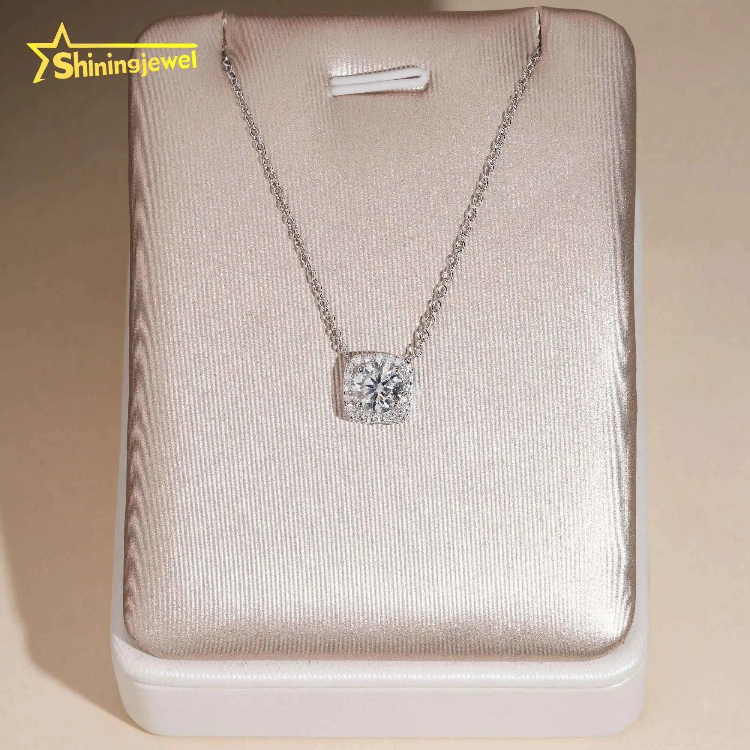 No Tarrifs USA Warehouse Ready to Ship Fine Jewelry Pass Diamond Tester 925 Silver 1CT Moissanite Pendant Women Necklace
