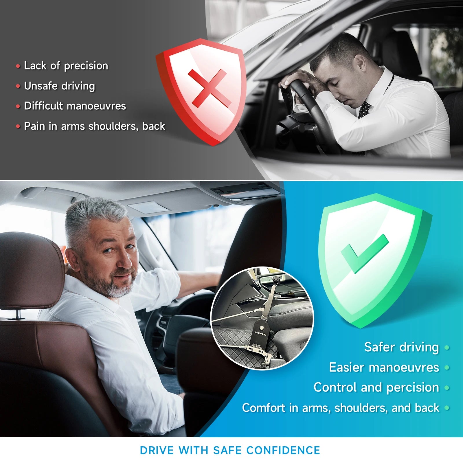 D-RUN 1 Handicap Driving Car Hand Controls for Disabled Drivers Handicap Gas Brake Hand Controls