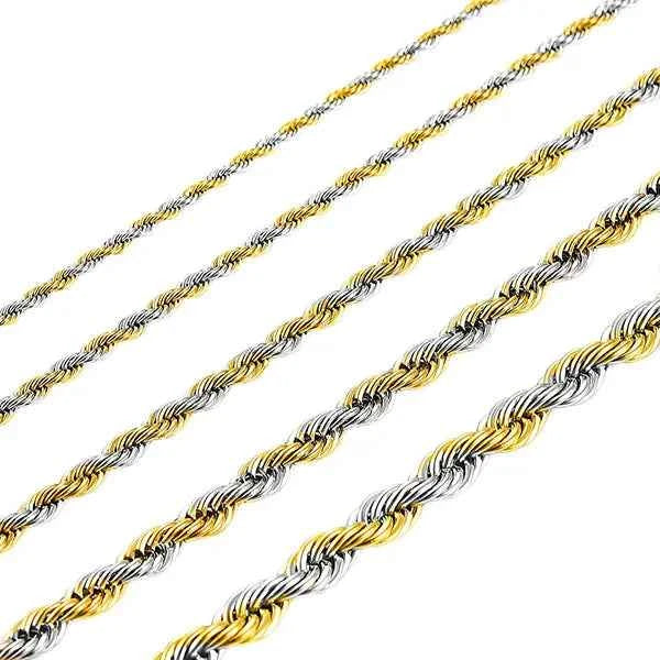 Men's Twisted Neck Rope Chain Stainless Steel Necklace for Women Punk Boy Silver and Gold Color Metal Jewelry Accessories Choker