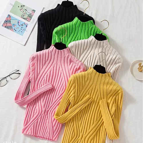 AOSSVIAO 2026 Knitted Women high neck Sweater Pullovers Turtleneck Autumn Winter Basic Women Sweaters Slim Fit Black