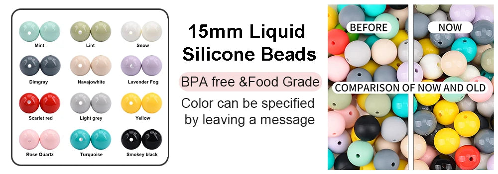 LOFCA 15mm 20pcs/lot Silicone Loose Beads Safe Teether Round Baby Teething Beads DIY Chewable Colorful Teething For Infant