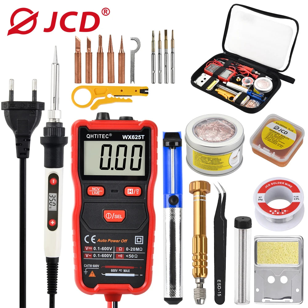 JCD Electric Soldering iron 80W 220V LCD Digital Display Adjustable temperature multimeter soldering iron kit Welding solder908S