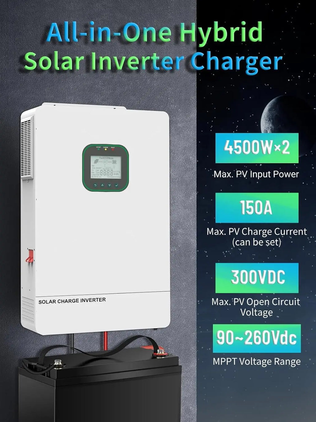 6.5KW Single Phase Solar Hybrid Inverter Max 6 Units Parallel for Residential Use Pure Sine Wave MPPT Energy Storage
