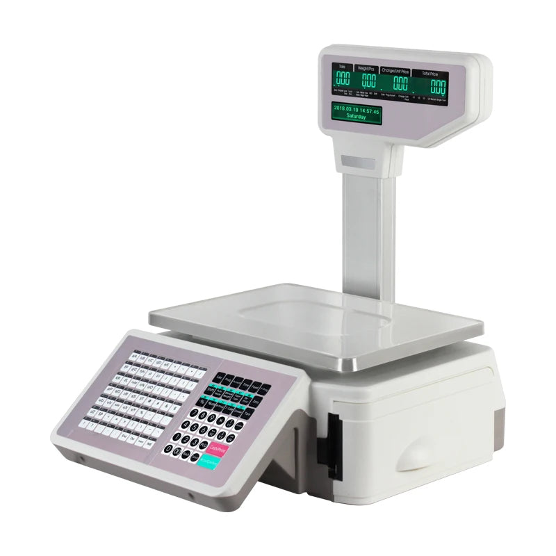 15kg/30kg Multi-Languages Label Printing Scale LCD Display Digital Barcode Scale