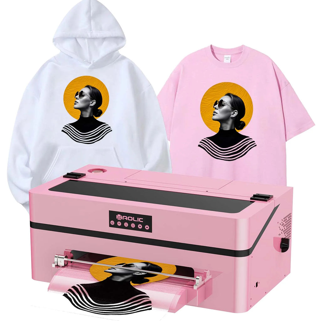 New Haolic A3 30cm DTF T-Shirt Printer with XP600 Head Automatic Roll-to-Roll  Film Transfer Pink Dtf Printer for Small Business