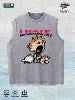 I Hate Mornings Cartoon Graphic Washed Vest US Warehouse 3 Colors Cotton Tank