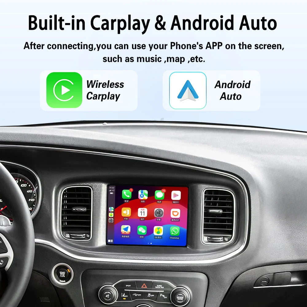 8.4 Inch Car Radio for Dodge Charger Challenger 2015-2019 Wireless Carplay Android Auto Tape Recorder GPS Navigation Head Unit