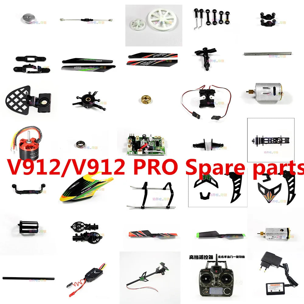 Wltoys V912/V912 PRO / V912-A RC Helicopter Spare Parts Blade Motor Servo Gear ESC Landing Balance Bar Cover Remote Control Etc