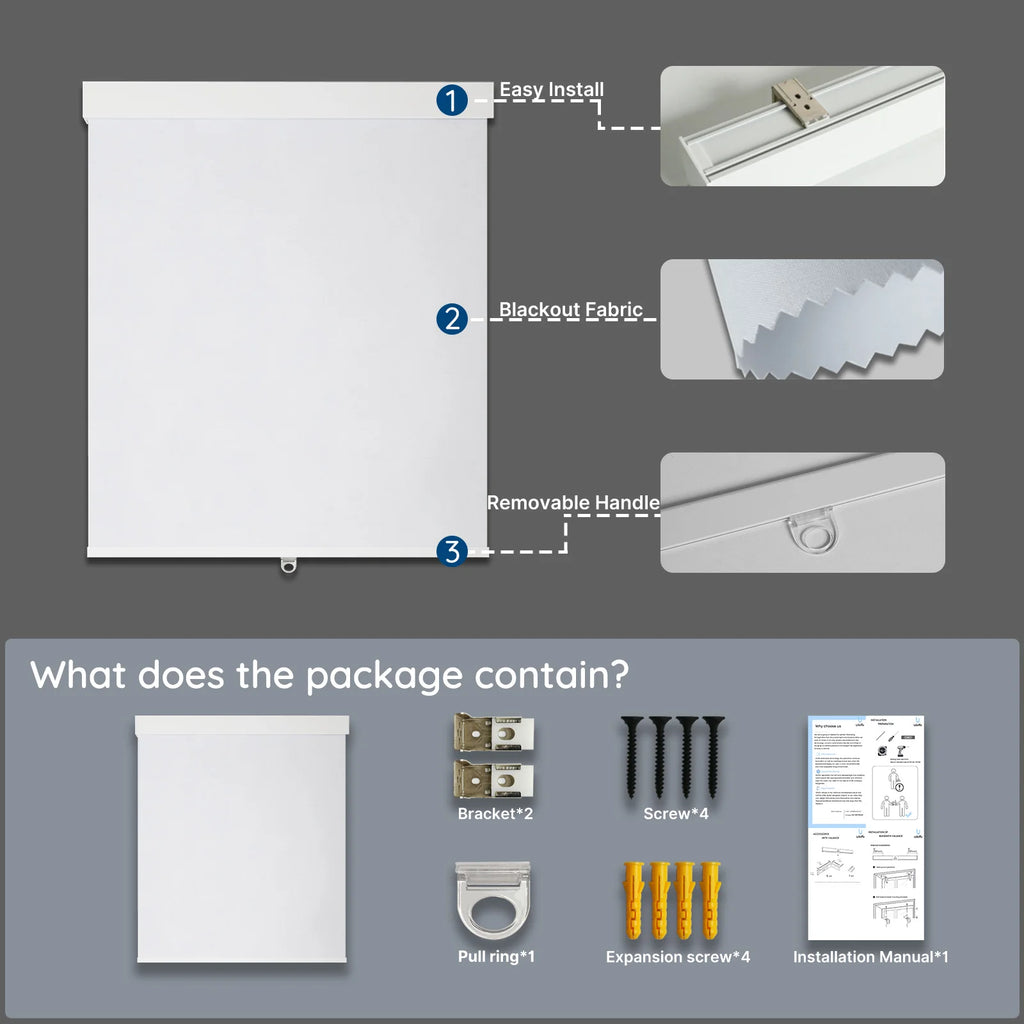 Cordless Design Easy Control Roller Blinds 100%blackout Fabric Book Window Shades for Home Hotel Office