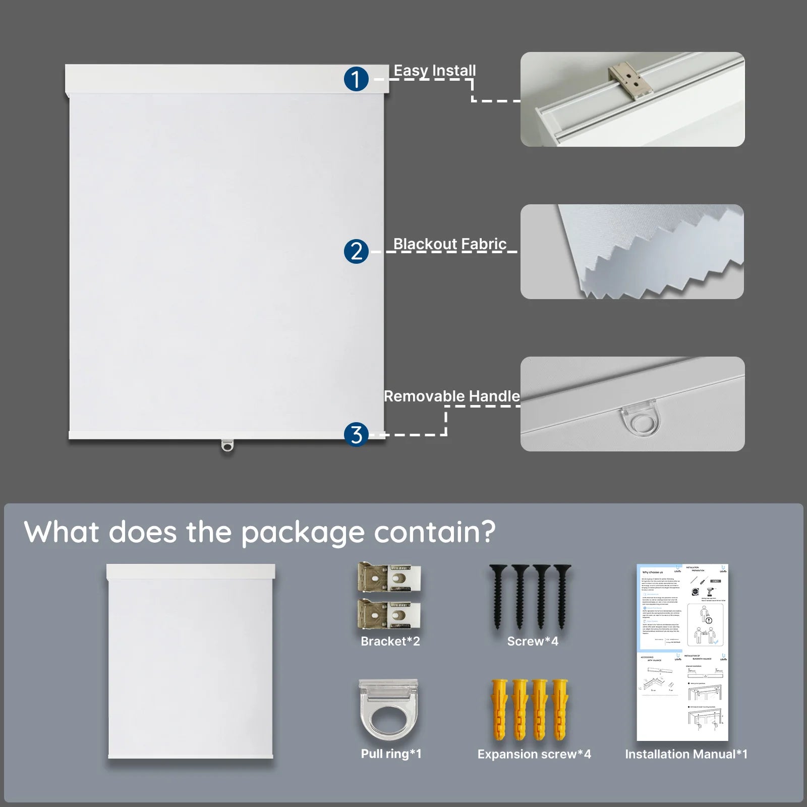 Cordless Design Easy Control Roller Blinds 100%blackout Fabric Book Window Shades for Home Hotel Office