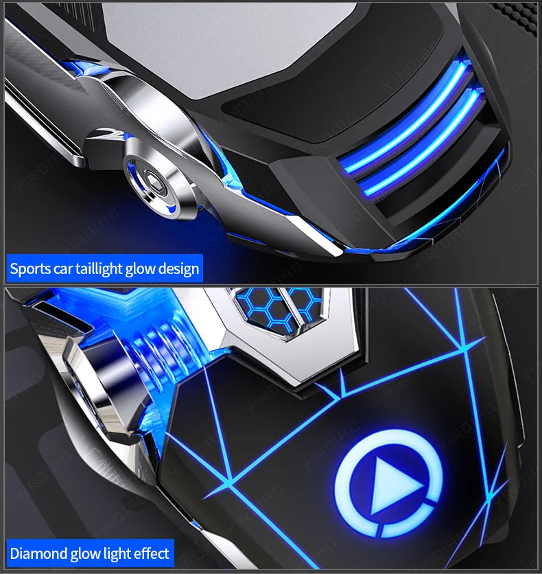 Ergonomic Wired Gaming Mouse RGB Mute Mouse LED Backlit 3200dpi 6 Button USB Mechanical Mause for PC Laptop Computer Gamer